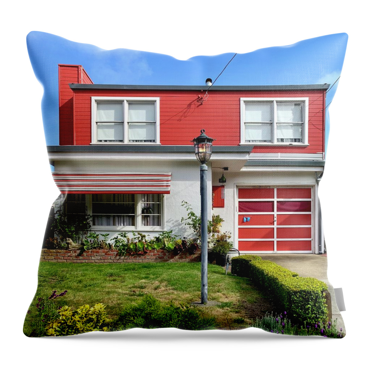  Throw Pillow featuring the photograph Red And White House by Julie Gebhardt