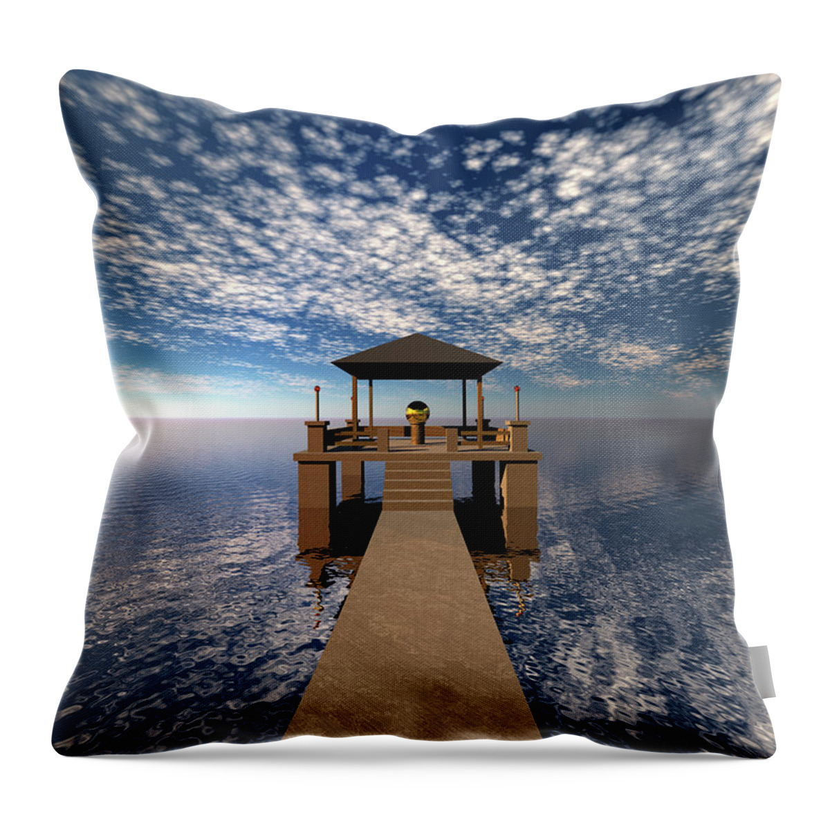 Vacation Throw Pillow featuring the digital art Seaside Villa by Phil Perkins
