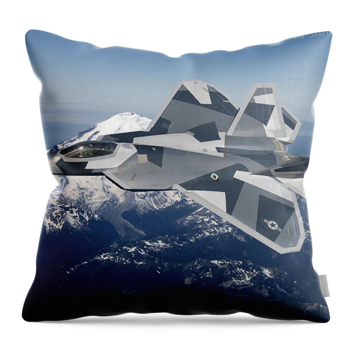 Raptor Throw Pillow featuring the digital art Splinter Raptor by Custom Aviation Art