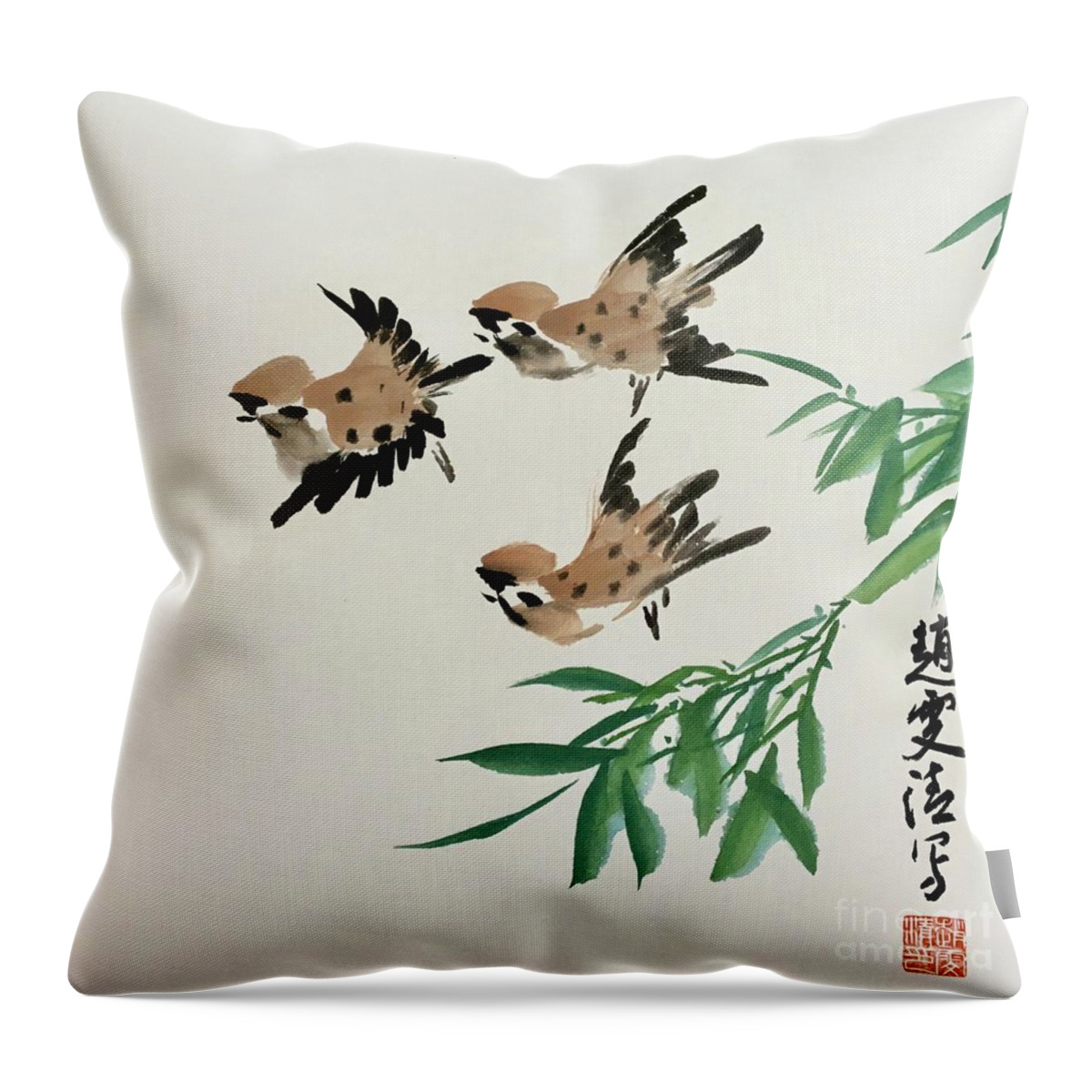 Spring Coming Throw Pillow featuring the painting Spring Coming by Carmen Lam
