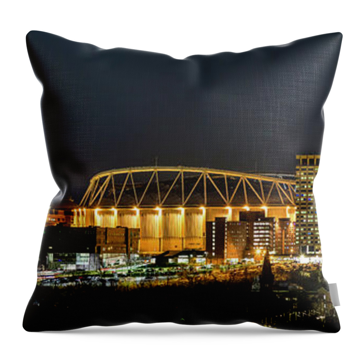 Cityscape Throw Pillow featuring the photograph Syracuse Skyline and Carrier Dome by Rod Best