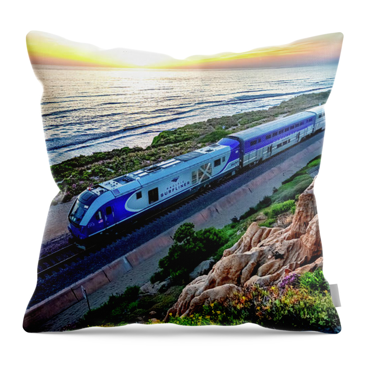 Amtrak Throw Pillow featuring the photograph The Amtrak 584 to San Diego by David Levin