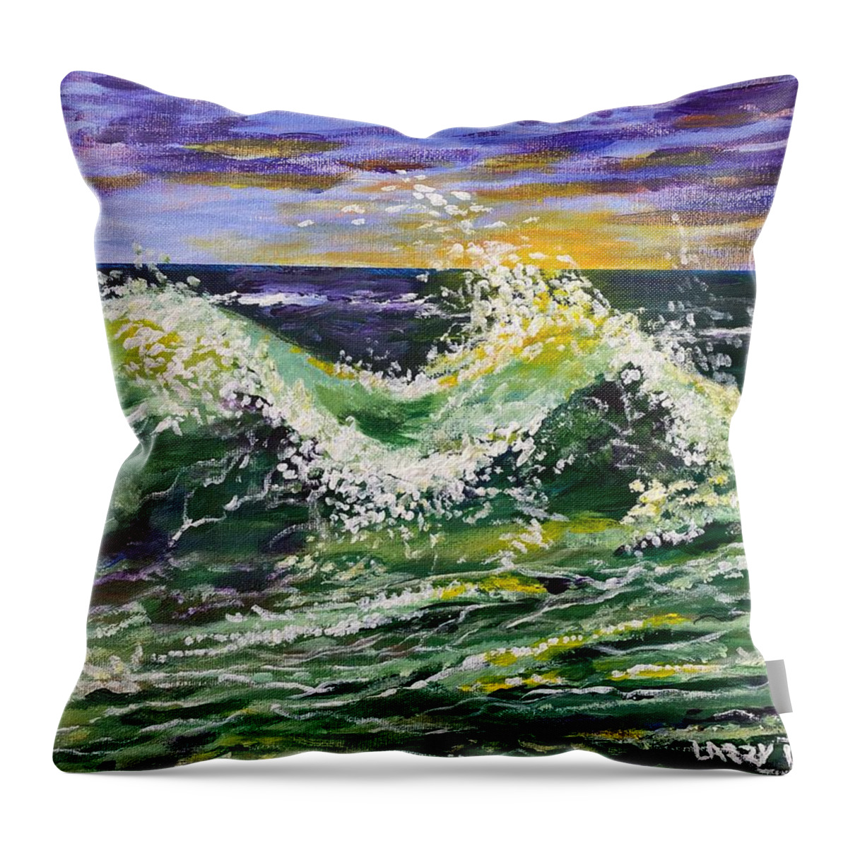 Seascape Throw Pillow featuring the painting The Turbulent Sea #2 by Larry Whitler