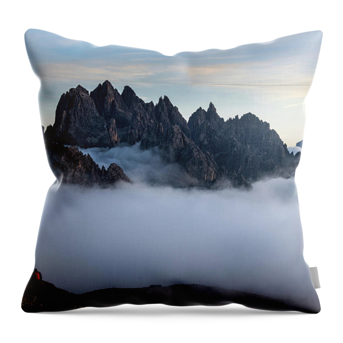 Dolomites Throw Pillow featuring the photograph Mountain peaks above the clouds by Michalakis Ppalis