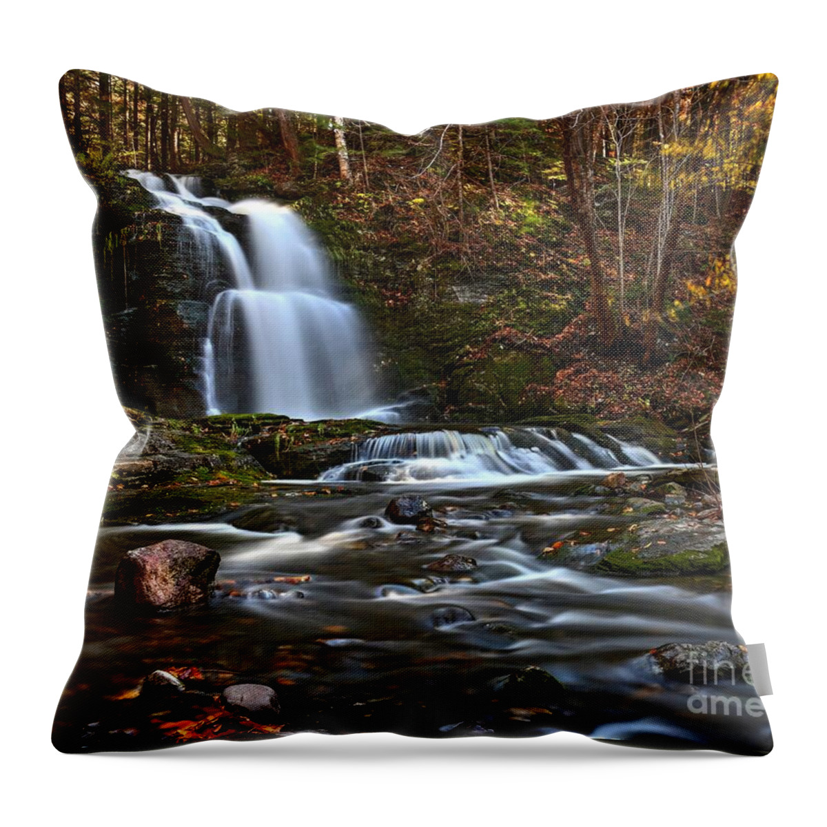 Waterfalls Throw Pillow featuring the photograph Wiswall Brook Falls by Steve Brown