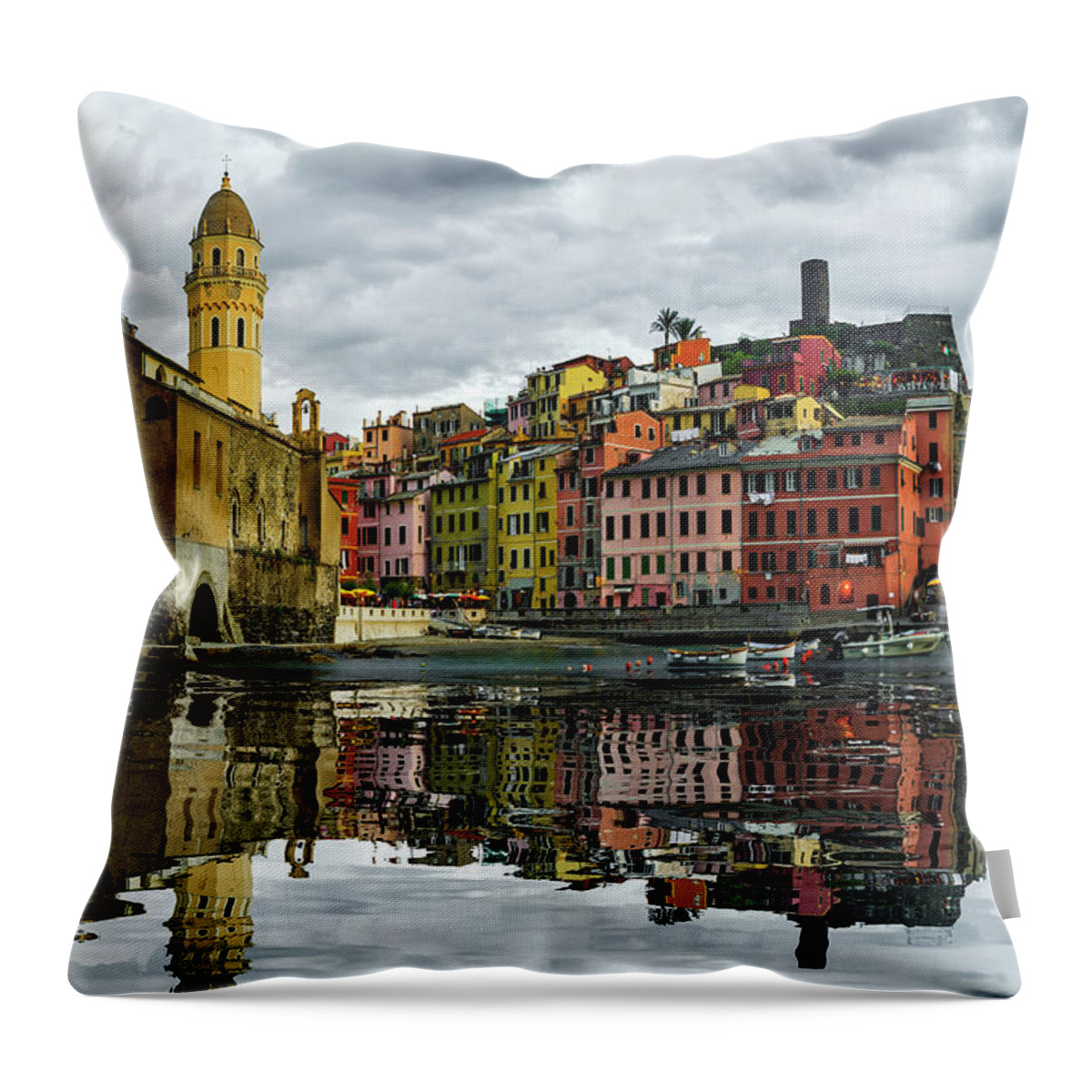 Gary Johnson Throw Pillow featuring the photograph Vernazza, Italy by Gary Johnson