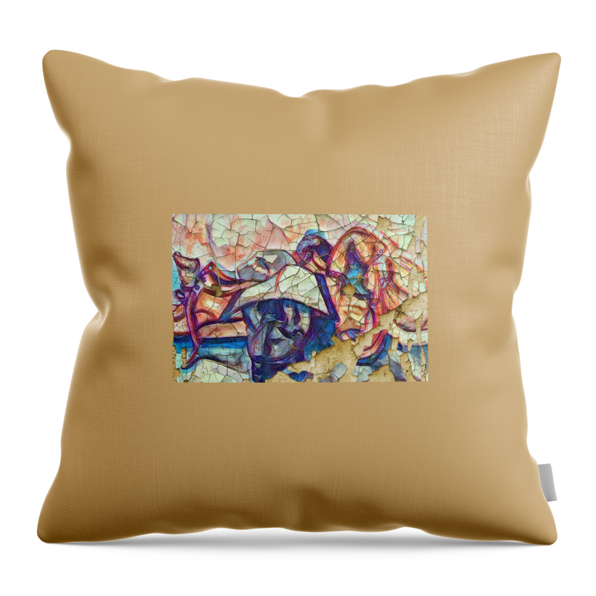  Throw Pillow featuring the mixed media Workin' shoes by Angie ONeal