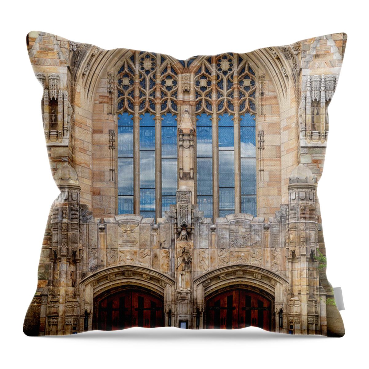Yale Throw Pillow featuring the photograph Yale University Sterling Library II by Susan Candelario