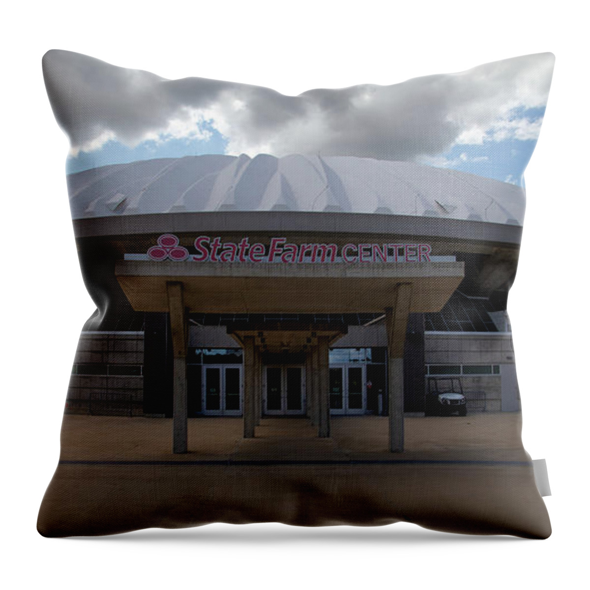 University Of Illinois Throw Pillow featuring the photograph Wide shot of State Farm Center at University of Illinois by Eldon McGraw