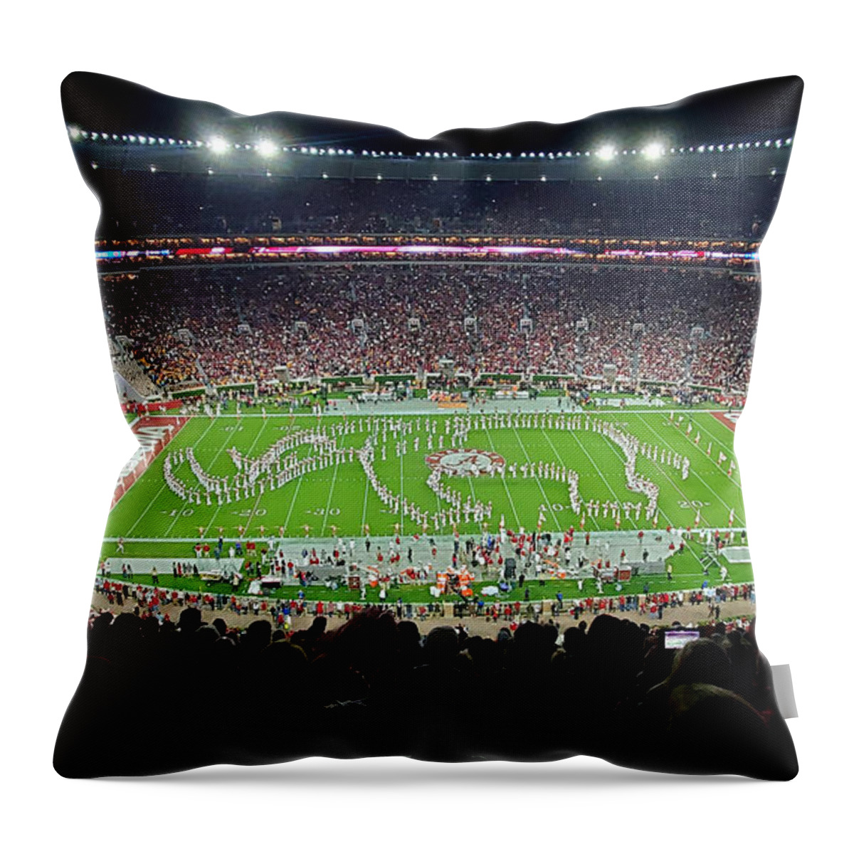 Gameday Throw Pillow featuring the photograph Night Panorama Bryant-Denny Stadium by Kenny Glover
