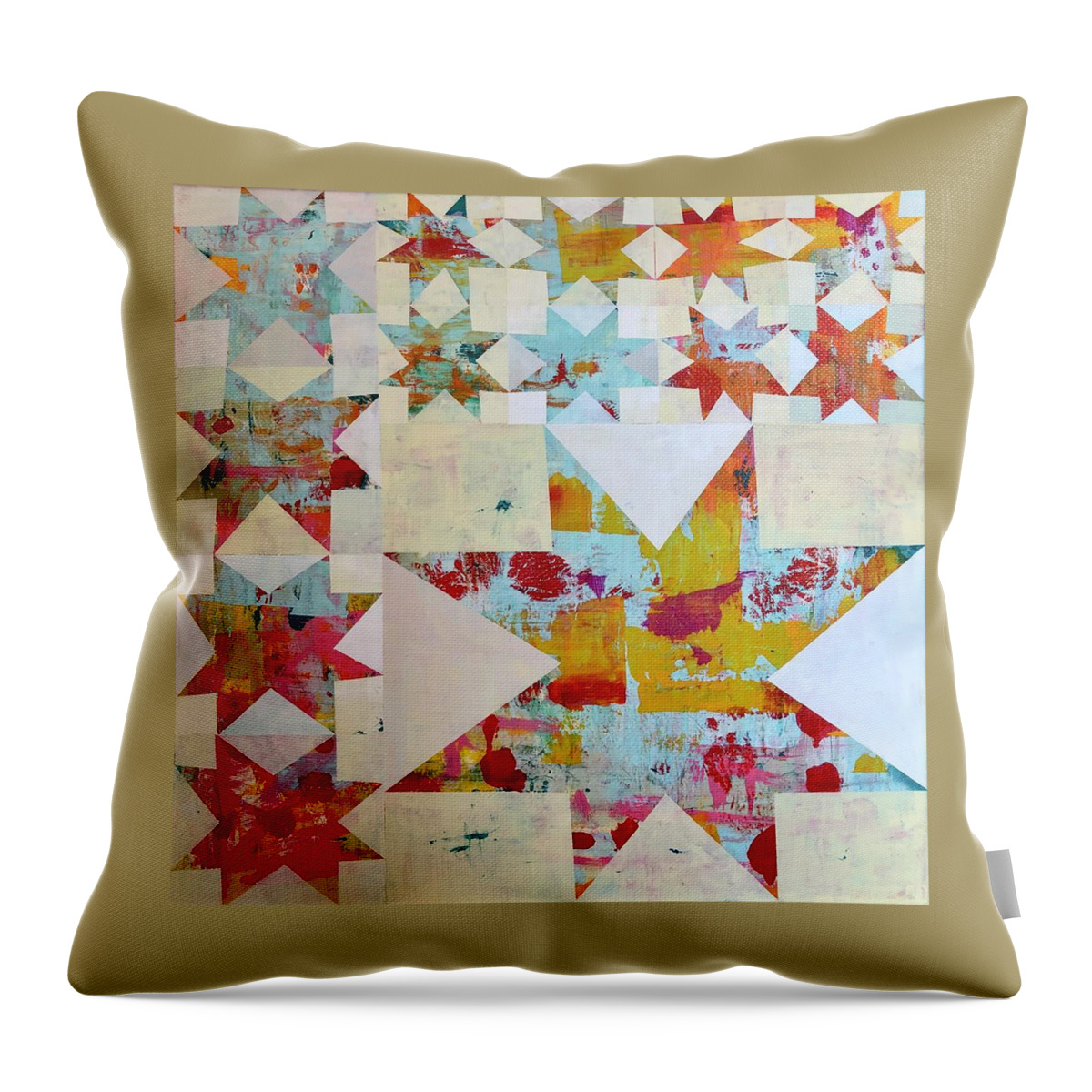 Star Series Throw Pillow featuring the painting 13 Stars by Cyndie Katz