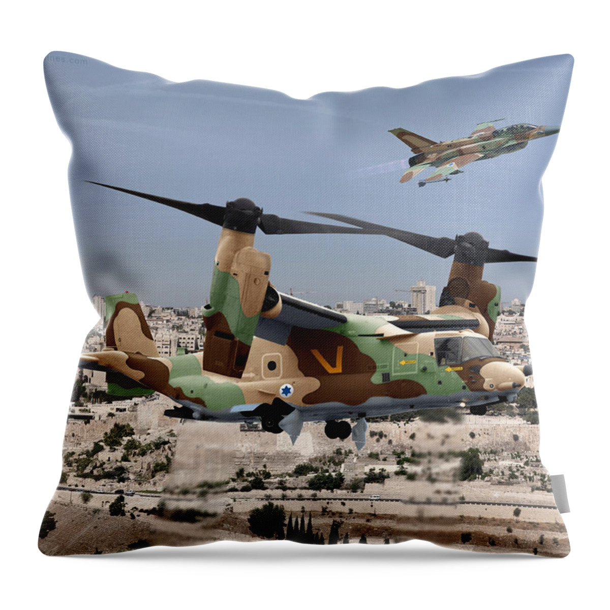 Osprey Throw Pillow featuring the digital art V-22I Pandion by Custom Aviation Art