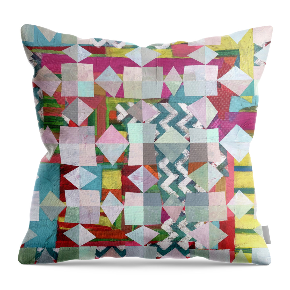 Star Throw Pillow featuring the painting 16 Wonky Stars by Cyndie Katz