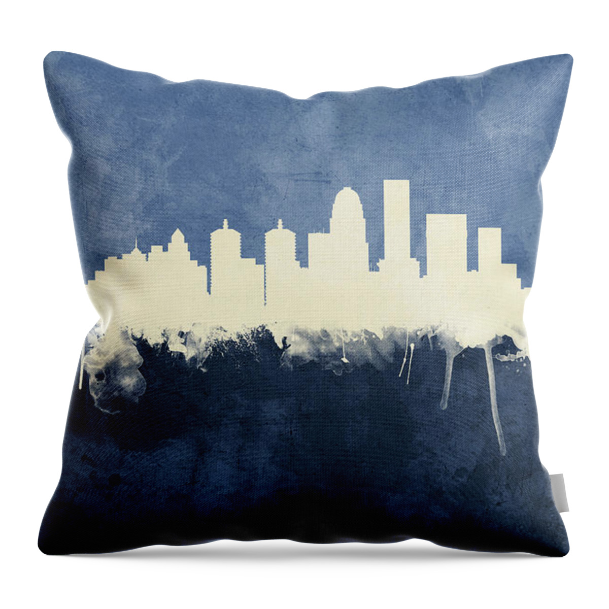 Louisville Throw Pillow featuring the digital art Louisville Kentucky City Skyline by Michael Tompsett