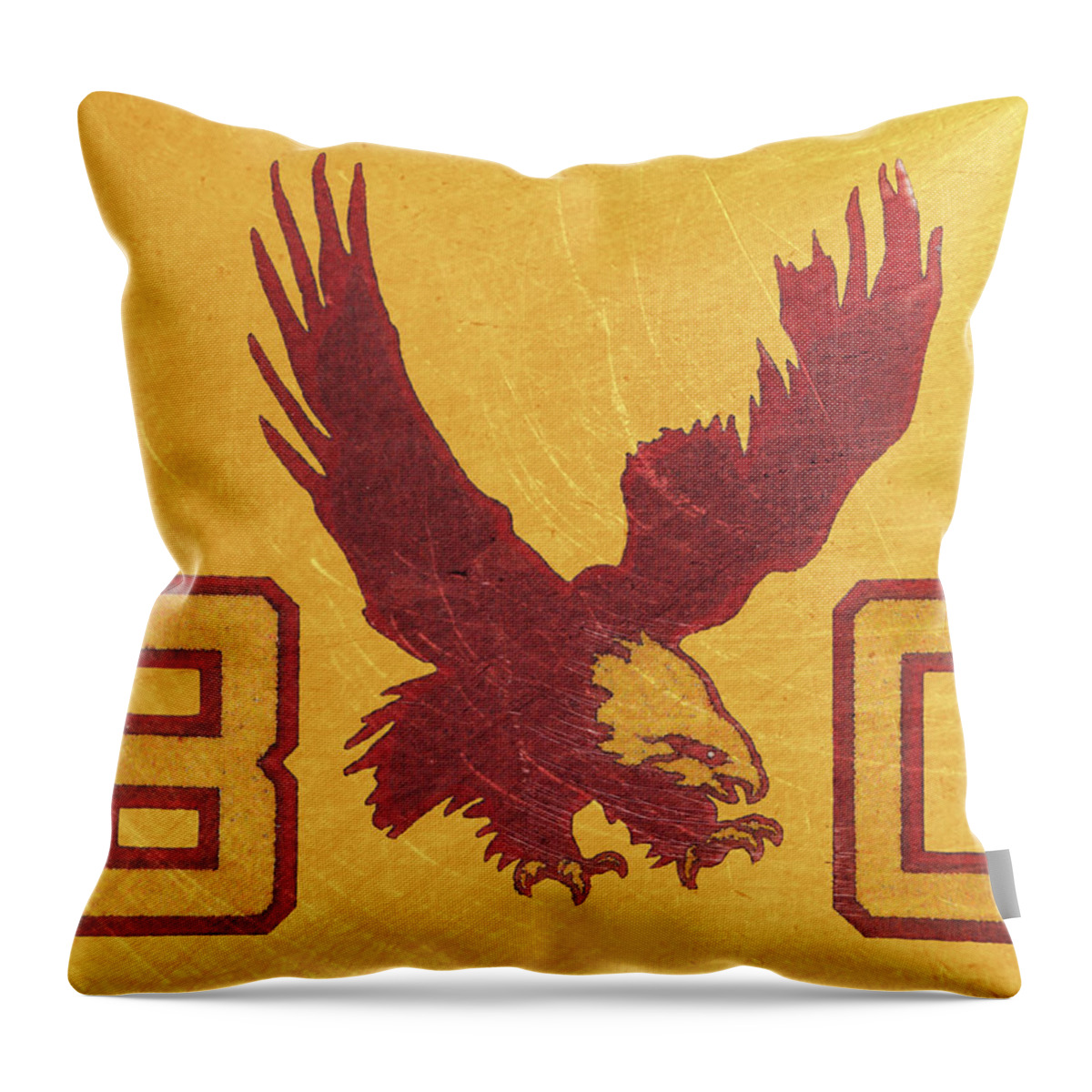 Boston College Throw Pillow featuring the mixed media 1960's Boston College Eagle by Row One Brand