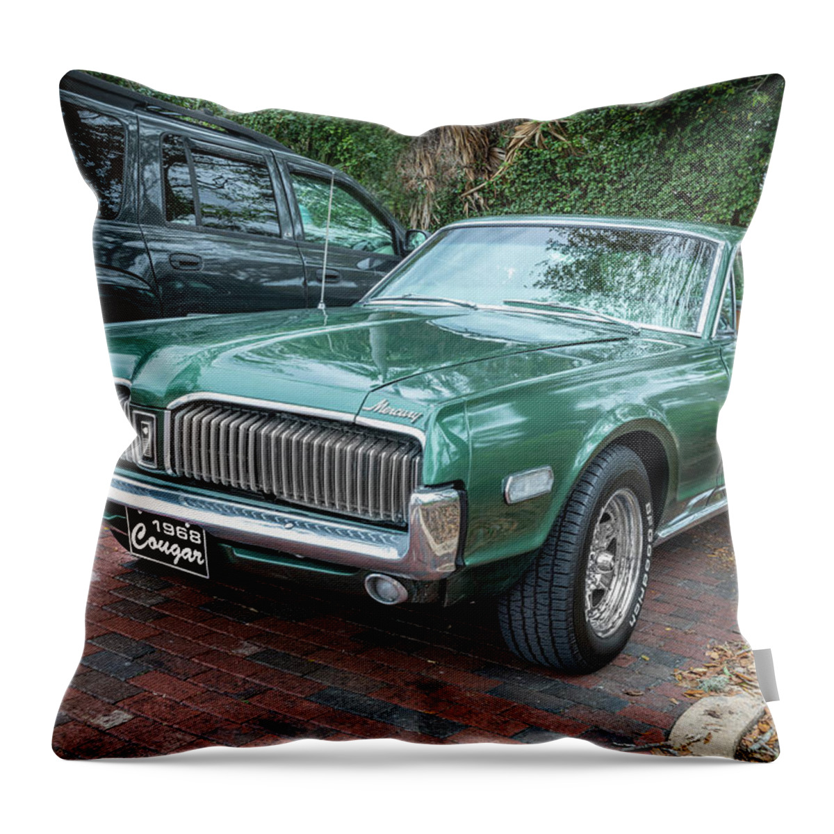 1968 Green Mercury Cougar Throw Pillow featuring the photograph 1968 Mercury Cougar X107 by Rich Franco