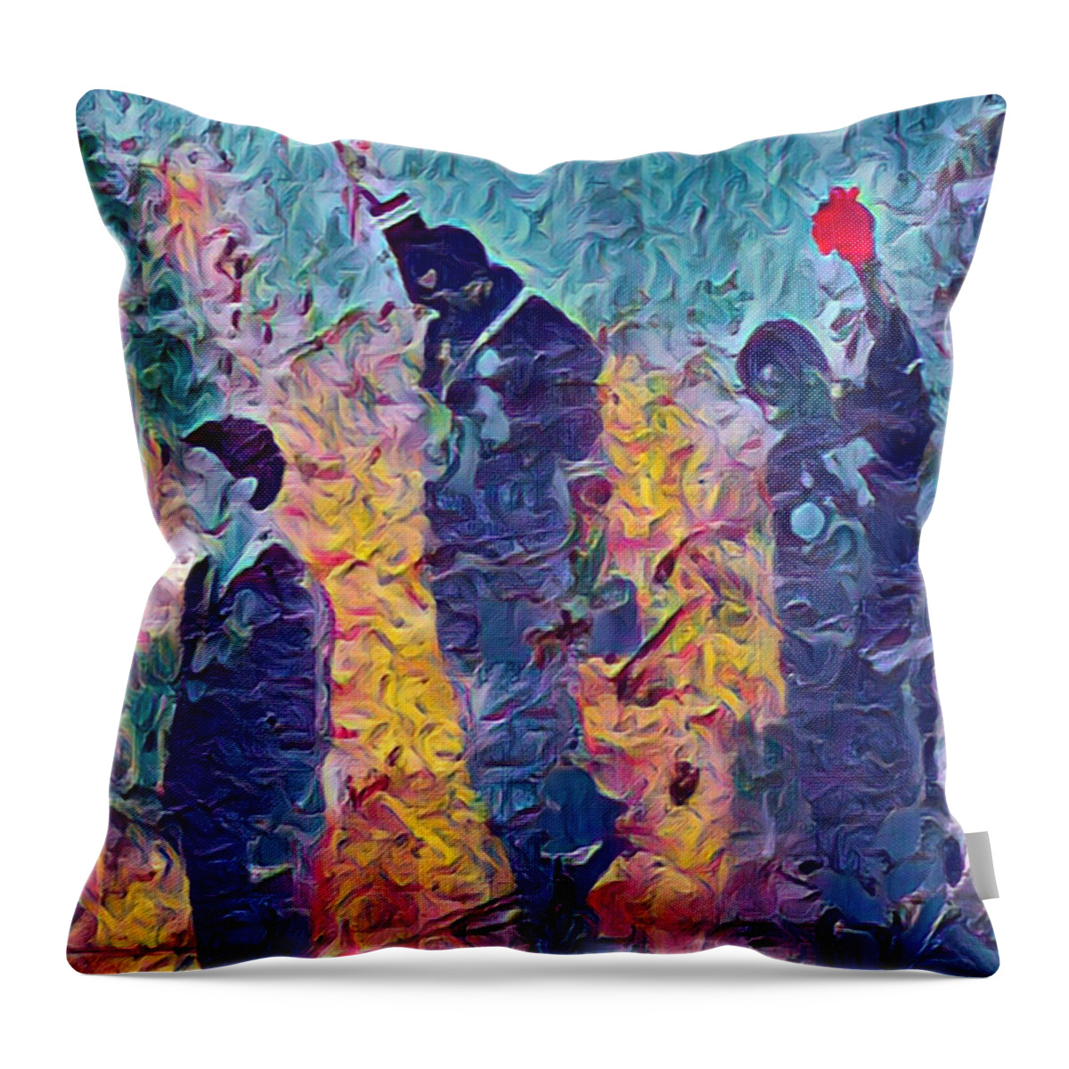 Metal Throw Pillow featuring the painting 1968 Olympics Black Power salute Painting 3 by Tony Rubino