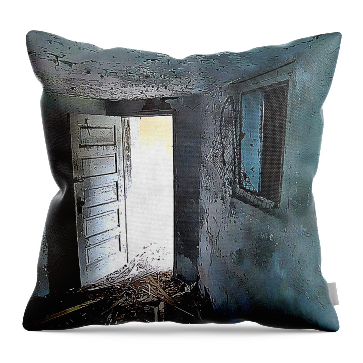 Derelict Throw Pillow featuring the painting 1h by Mark Baranowski