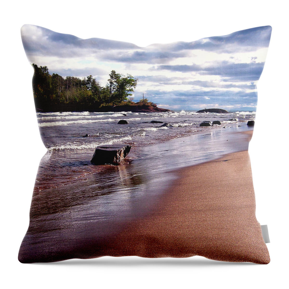 Photography Throw Pillow featuring the photograph Lake Superior Shoreline by Phil Perkins