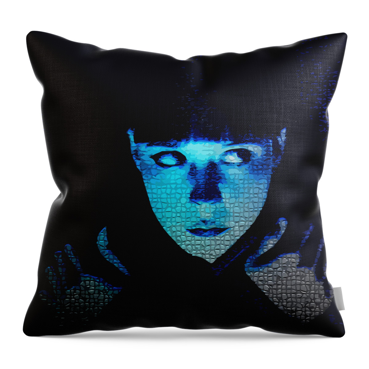 Louise Brooks Throw Pillow featuring the digital art Louise Brooks The Girl in the Black Helmet Series by Louise Brooks