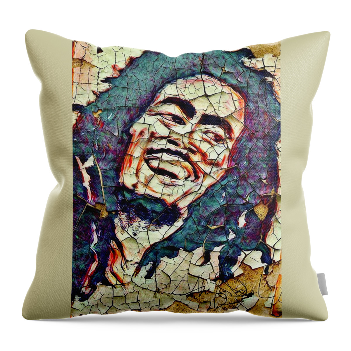  Throw Pillow featuring the mixed media One Love by Angie ONeal