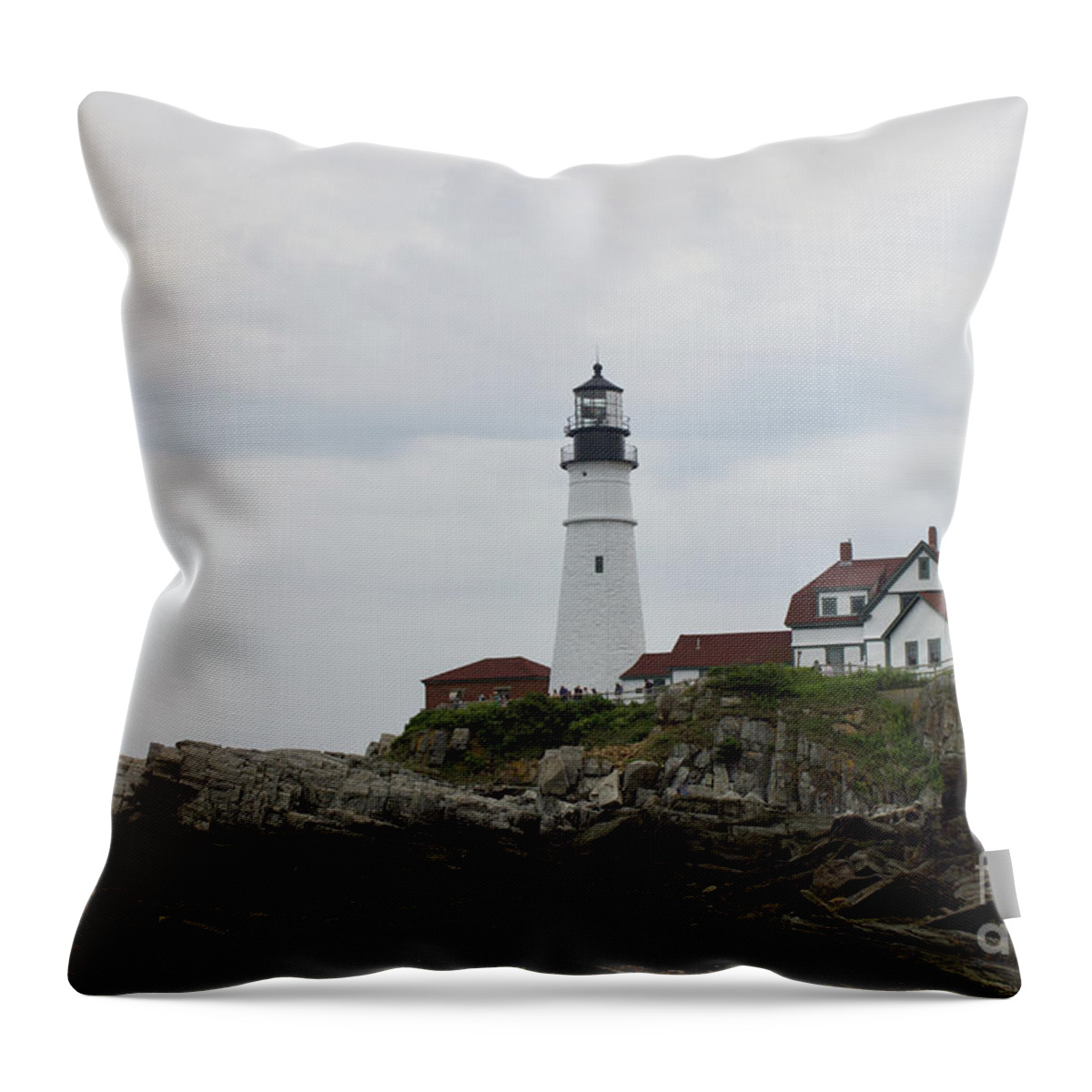 Lighthouse Throw Pillow featuring the photograph Portland headlight by Annamaria Frost