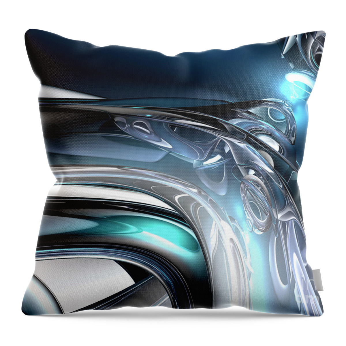 Abstract Throw Pillow featuring the digital art Reflections of Blue by Phil Perkins