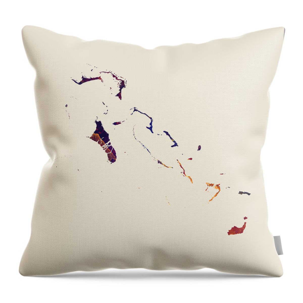 The Bahamas Throw Pillow featuring the digital art The Bahamas Watercolor Map by Michael Tompsett