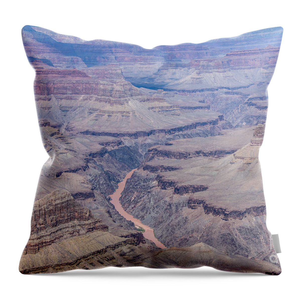 The Grand Canyon And Colorado River Throw Pillow featuring the digital art The Grand Canyon and Colorado River by Tammy Keyes