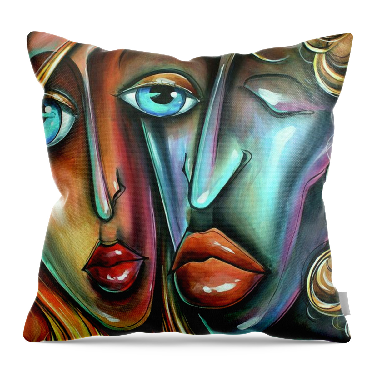 Urban Expression Throw Pillow featuring the painting Together by Michael Lang