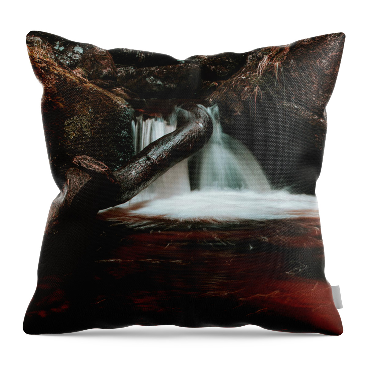 Jizera Mountains Throw Pillow featuring the photograph Colourful waterfall in the Jizera Mountains, Czech Republic by Vaclav Sonnek