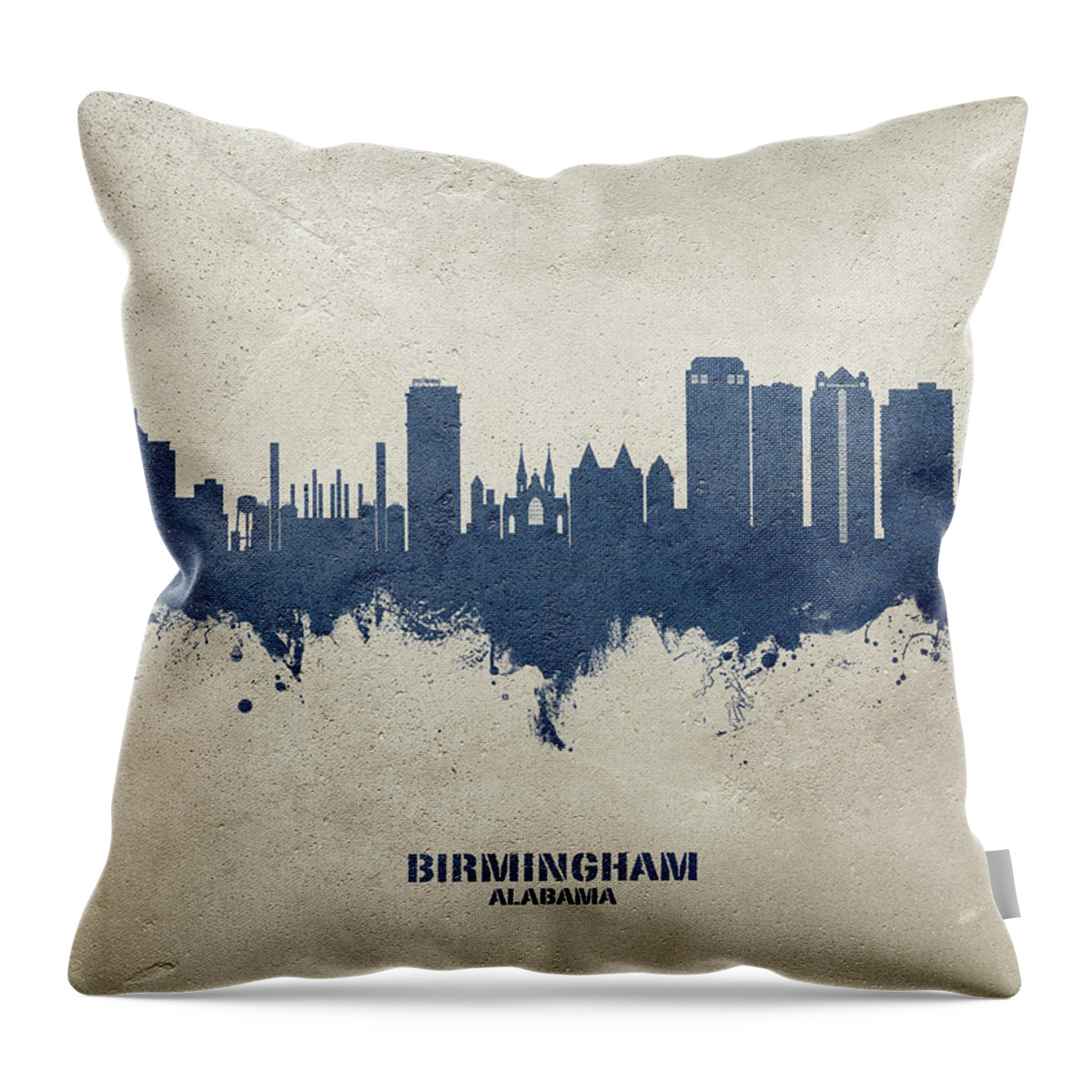 Birmingham Throw Pillow featuring the digital art Birmingham Alabama Skyline by Michael Tompsett