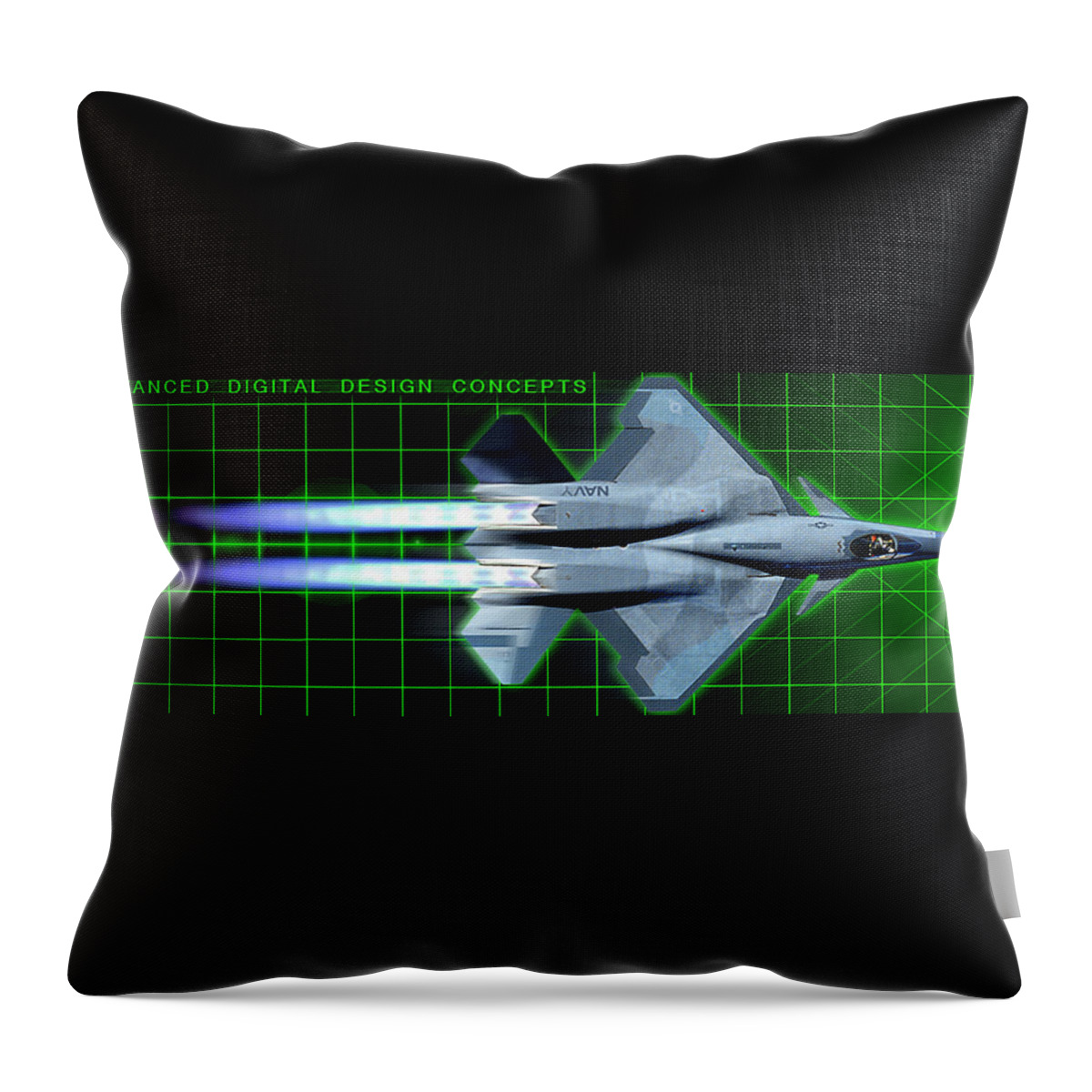 Black Widow Throw Pillow featuring the digital art F-23N Sea Widow ADDC by Custom Aviation Art