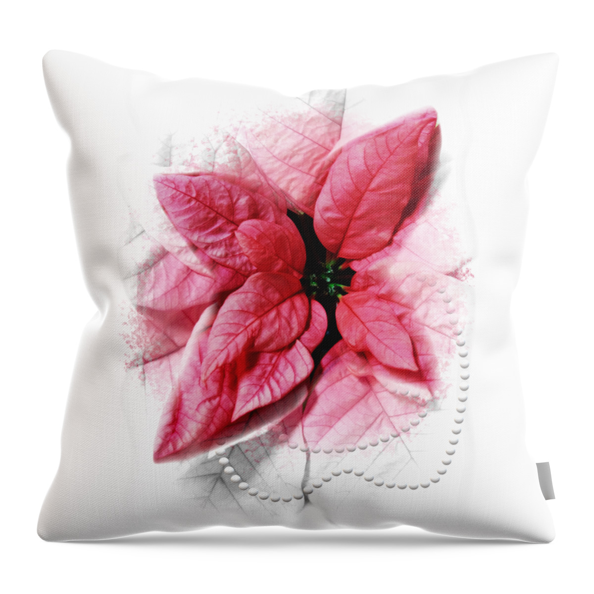 2020 Throw Pillow featuring the digital art 2020 Pink Poinsettia Color of the Year Gift Idea by Delynn Addams