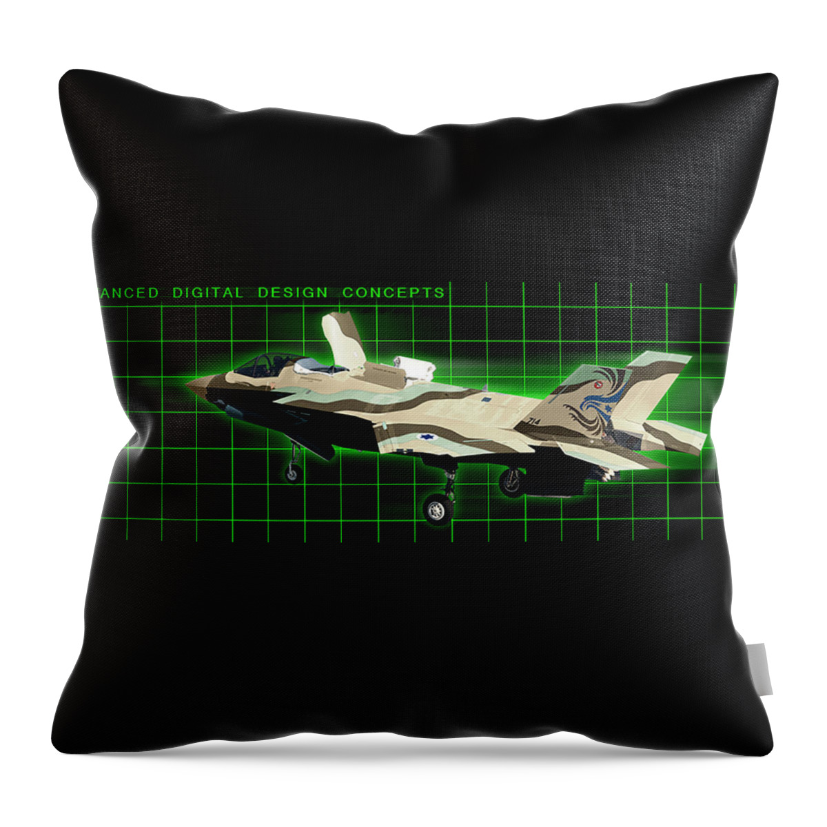 Lightning Throw Pillow featuring the digital art 22. F-35IB Barak II ADDC by Custom Aviation Art