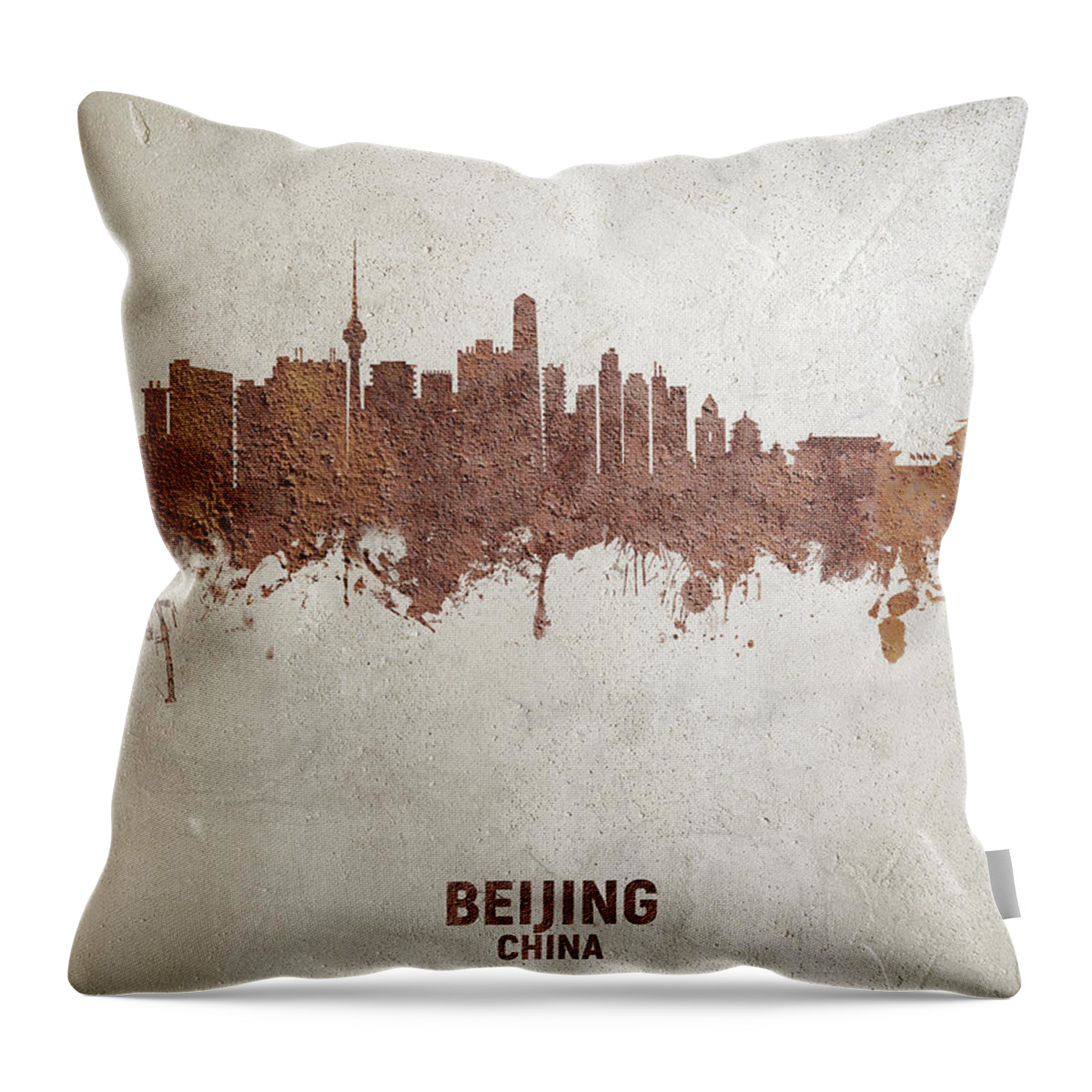 Beijing Throw Pillow featuring the digital art Beijing China Skyline by Michael Tompsett