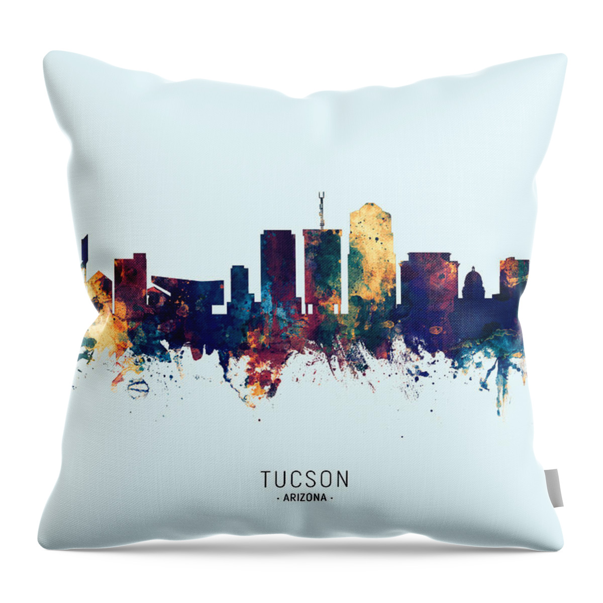 Tucson Throw Pillow featuring the digital art Tucson Arizona Skyline by Michael Tompsett