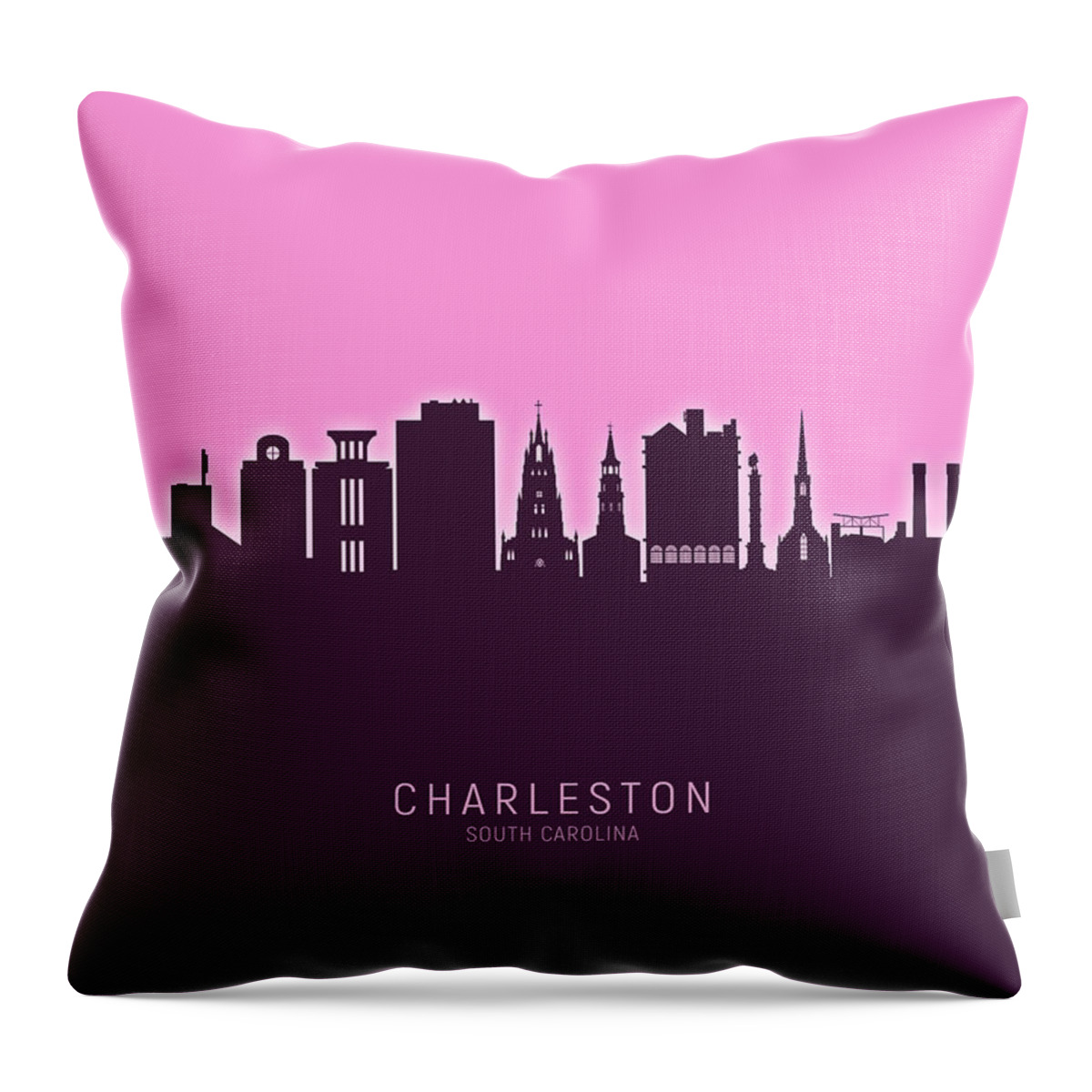 Charleston Throw Pillow featuring the digital art Charleston South Carolina Skyline by Michael Tompsett