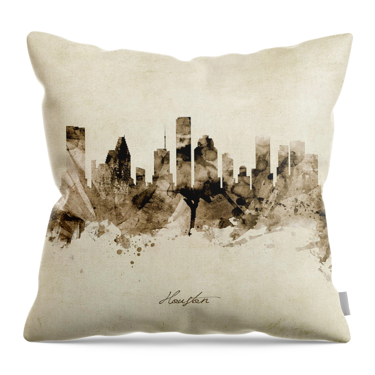 Houston Throw Pillow featuring the digital art Houston Texas Skyline by Michael Tompsett