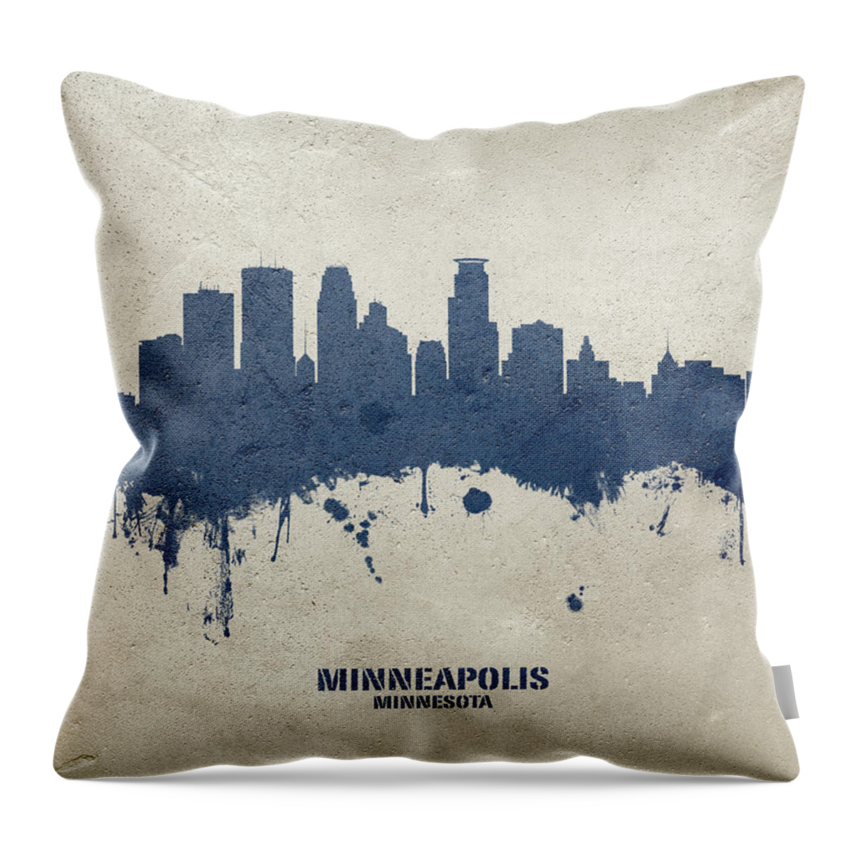 Minneapolis Throw Pillow featuring the digital art Minneapolis Minnesota Skyline by Michael Tompsett