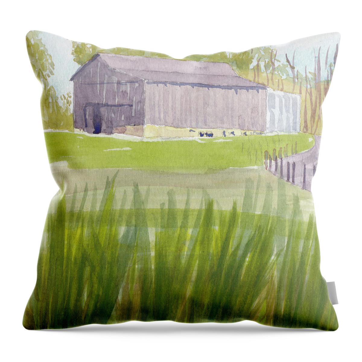 Barn Throw Pillow featuring the painting Barn at 3171 Davidsonville Rd by Maryland Outdoor Life