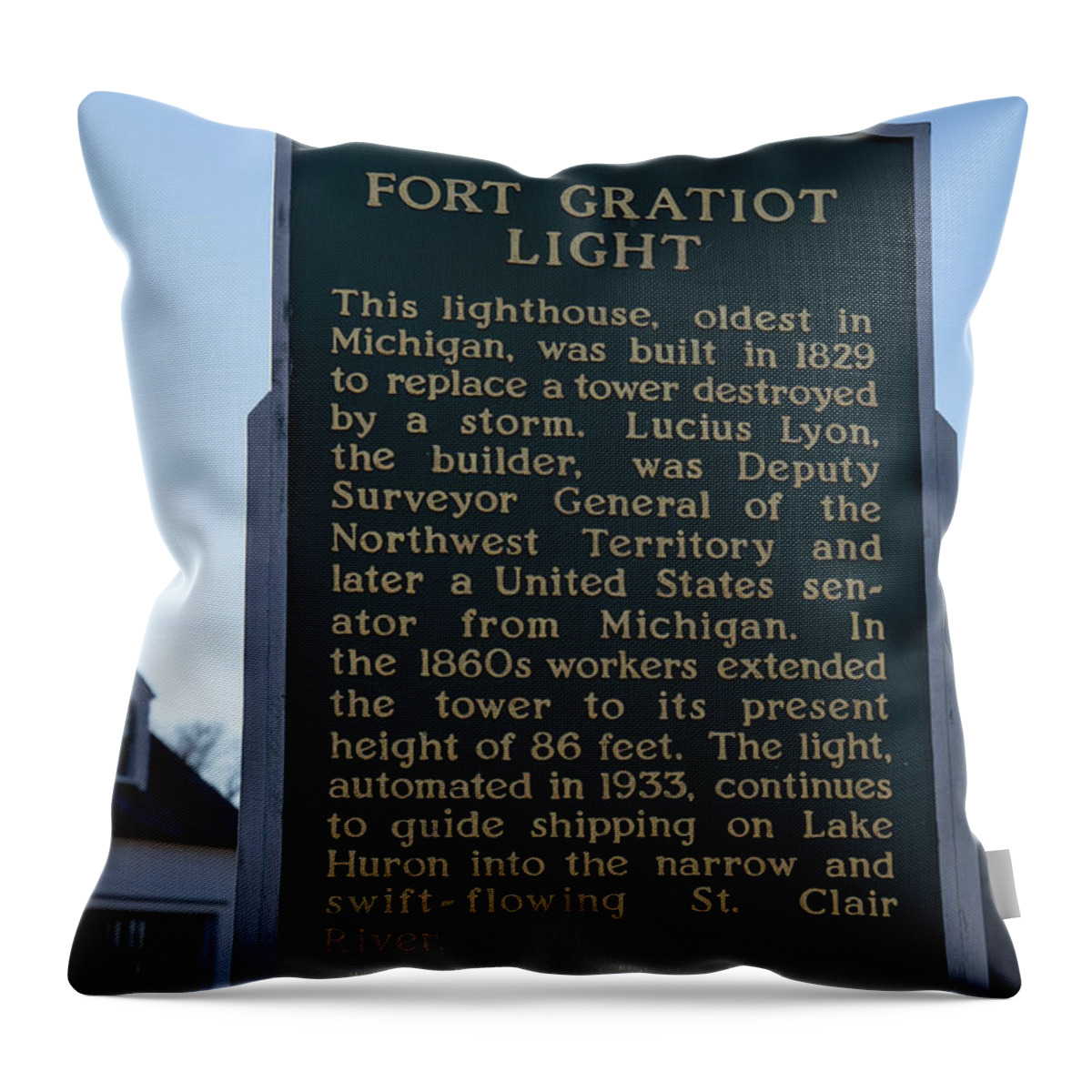 Lighthouse Throw Pillow featuring the photograph Fort Gratiot Lighthouse in Michigan by Eldon McGraw