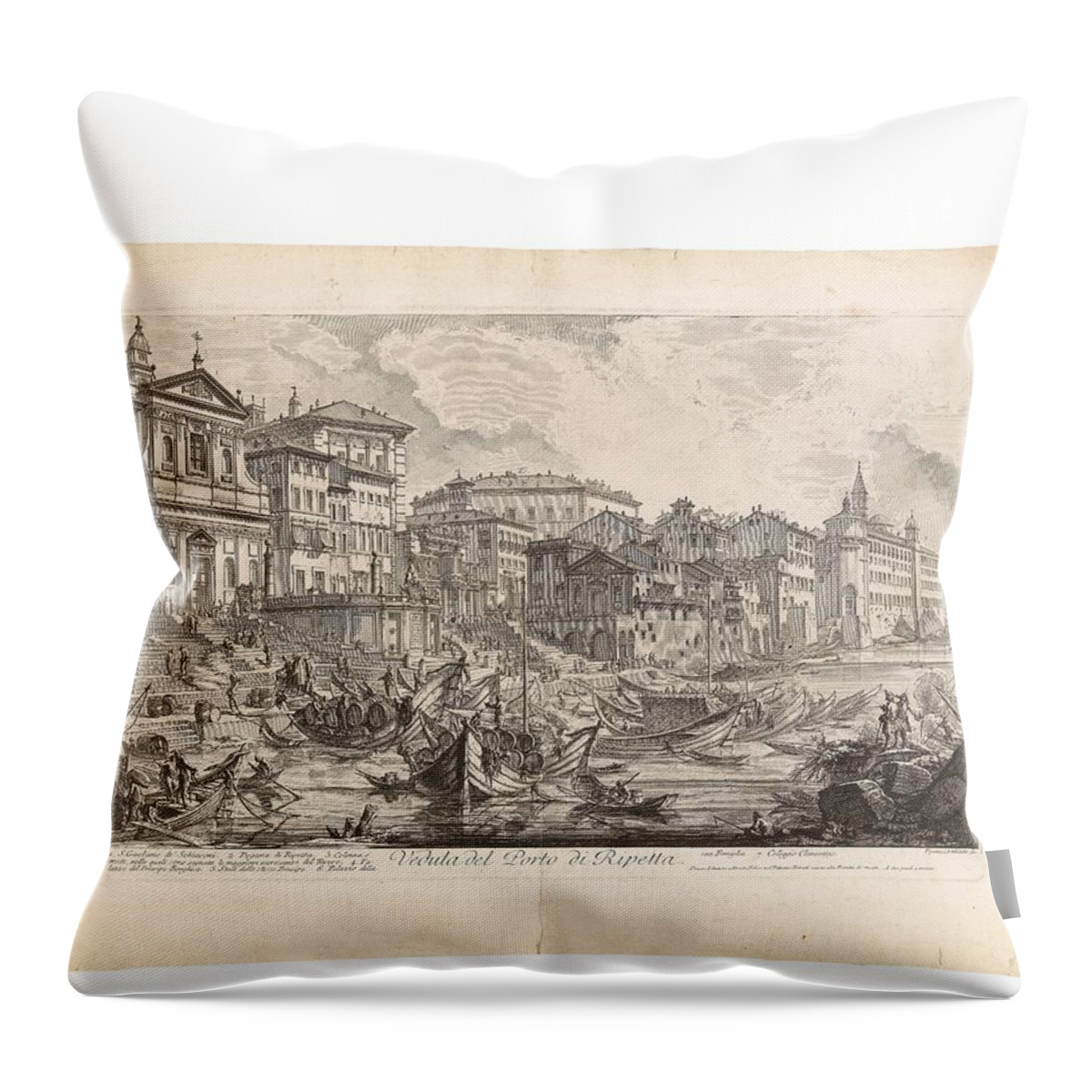  Nature Throw Pillow featuring the painting Giovanni Battista Piranesi by MotionAge Designs