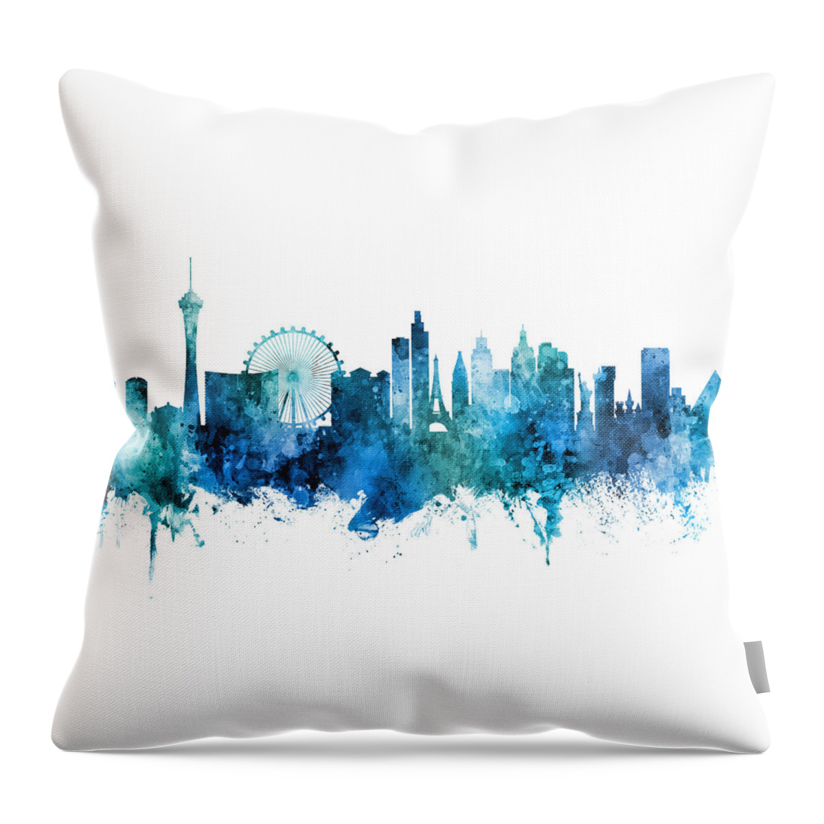 Las Vegas Throw Pillow featuring the digital art Las Vegas Nevada Skyline by Michael Tompsett