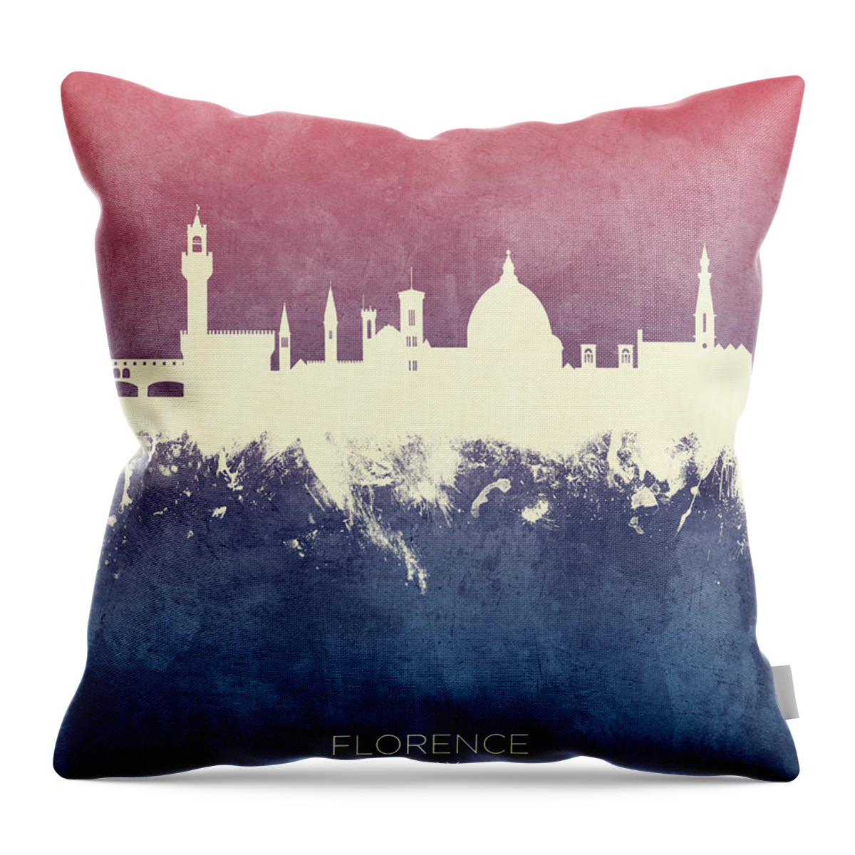 Florence Throw Pillow featuring the digital art Florence Italy Skyline by Michael Tompsett