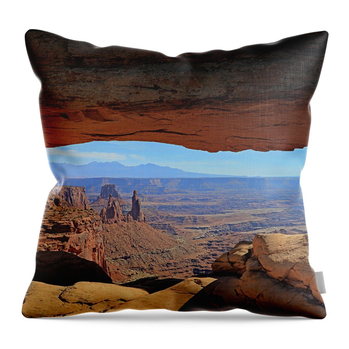 Canyonlands Throw Pillow featuring the photograph Canyonlands National Park - View from Mesa Arch by Richard Krebs