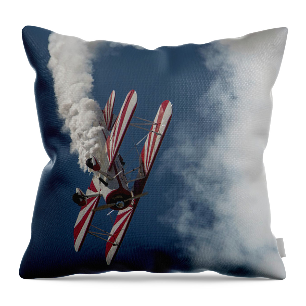 Red Throw Pillow featuring the photograph Red and White Airplane by Carolyn Hutchins
