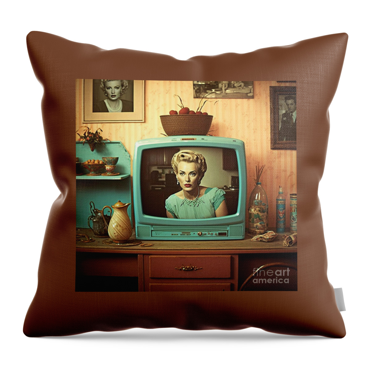 50s Kitsch Throw Pillow featuring the mixed media 50s Kitsch by Jay Schankman