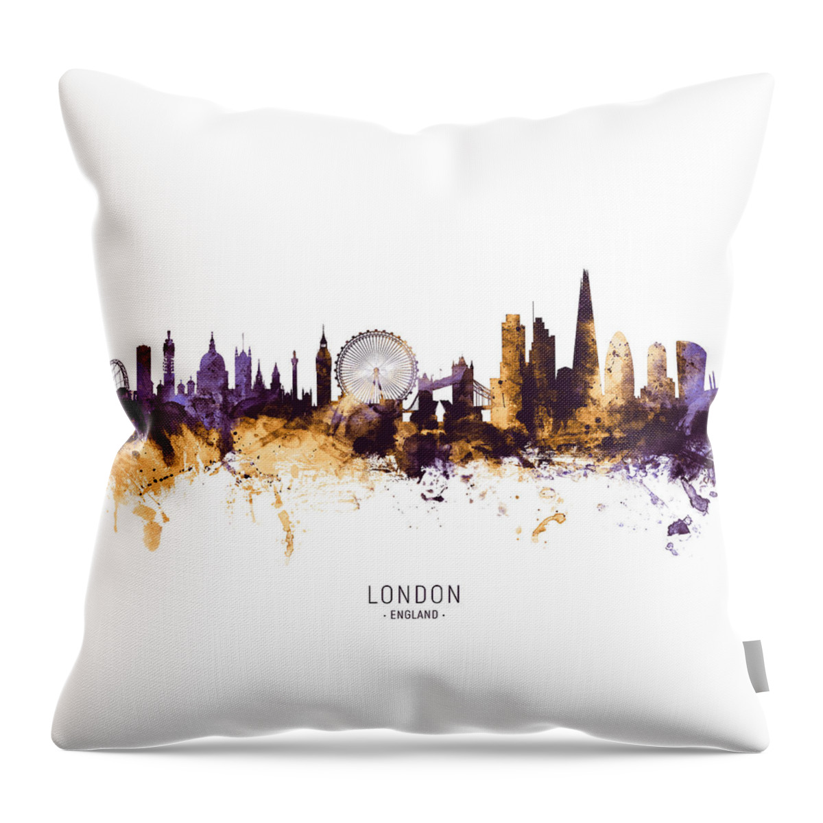 London Throw Pillow featuring the digital art London England Skyline by Michael Tompsett