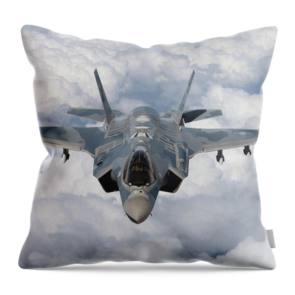 Lightning Throw Pillow featuring the digital art 59. ROKAF F-35A Air Superiority by Custom Aviation Art